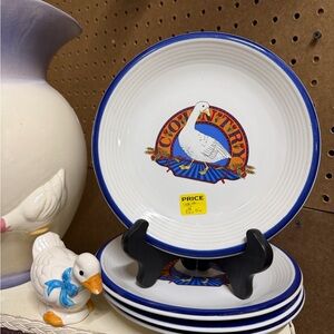 Country Goose Blue and White Dinner Plate Set